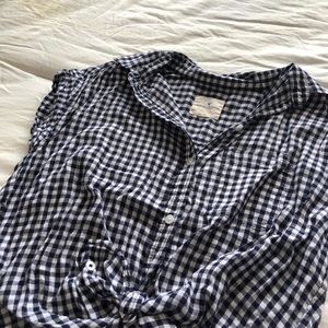 american eagle plaid button-up blouse